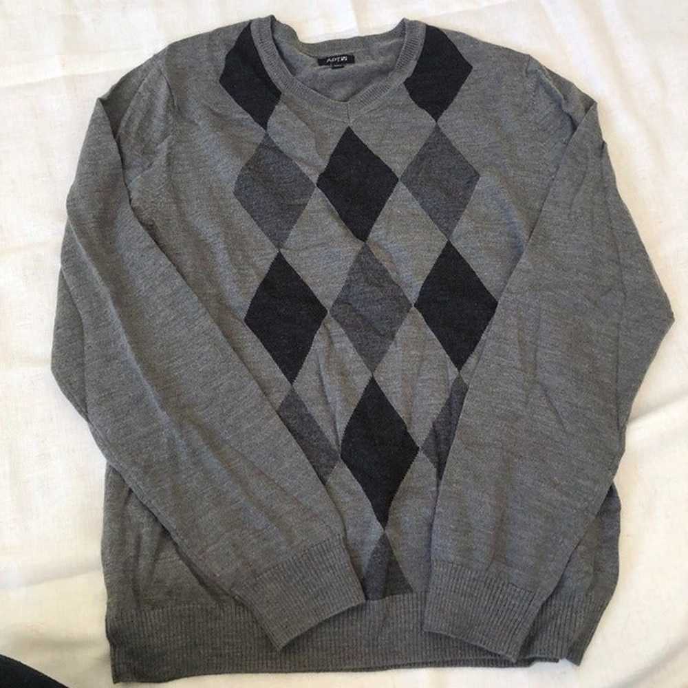 Grey and Black Argyle Sweater - image 6
