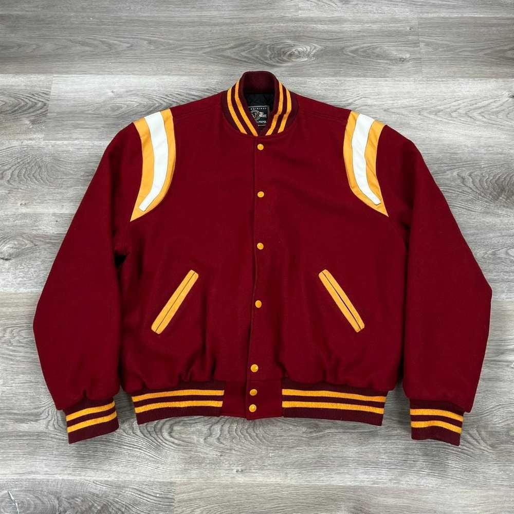 Vintage 1990s Red & Yellow Heavyweight Varsity Ja… - image 1