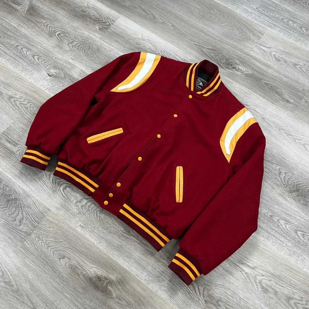 Vintage 1990s Red & Yellow Heavyweight Varsity Ja… - image 2