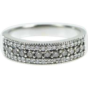 14K White & Fancy Diamond Encrusted Band Ring Size
