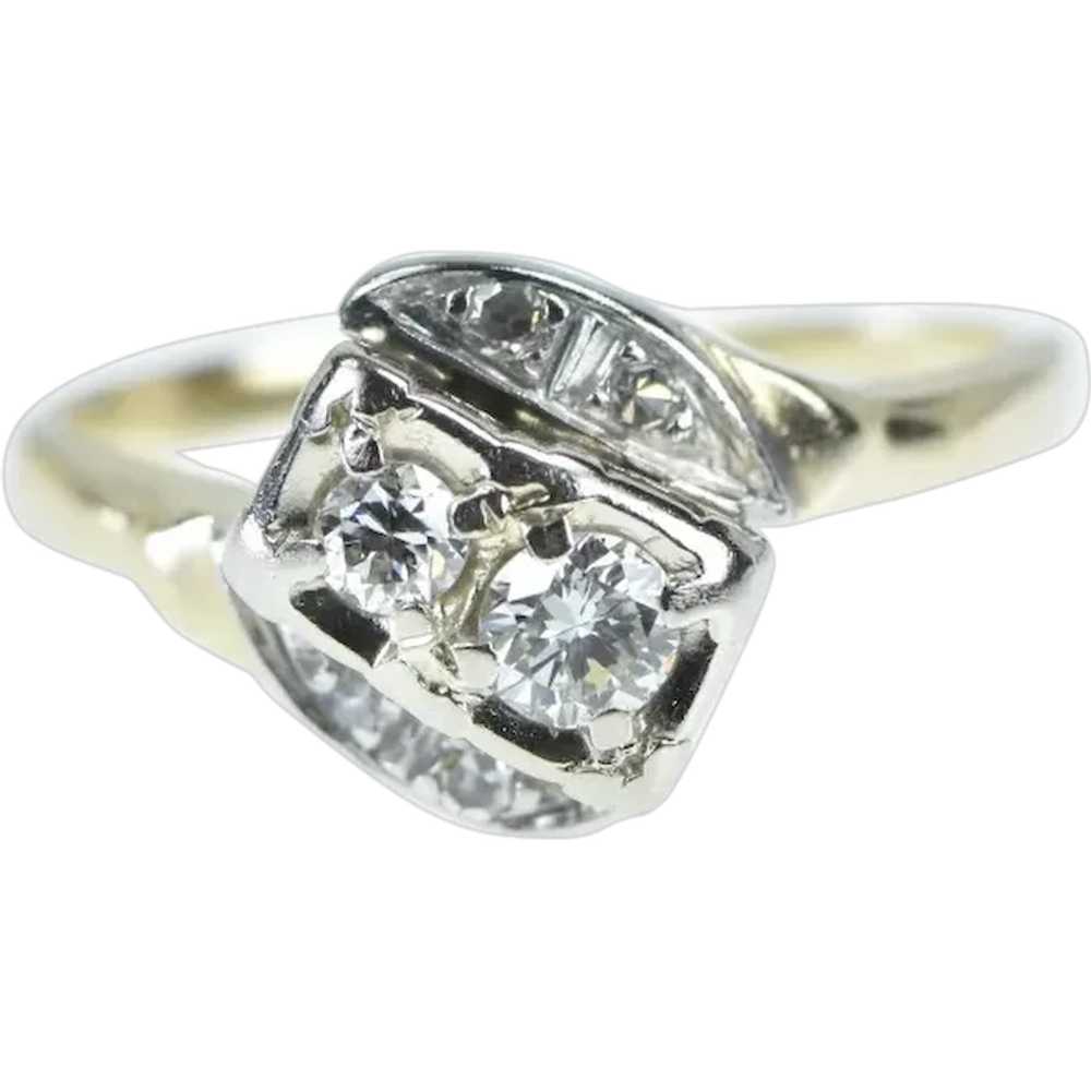 14K 0.30 Ctw 1940's Diamond Engagement Ring Size … - image 1