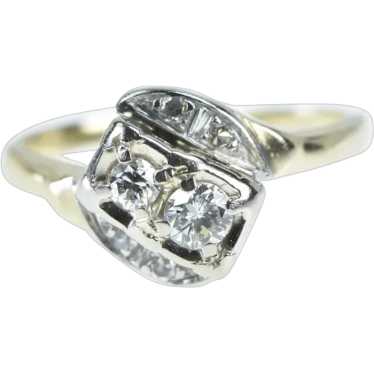 14K 0.30 Ctw 1940's Diamond Engagement Ring Size … - image 1