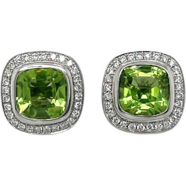 18K White Gold Peridot and Diamond Earring