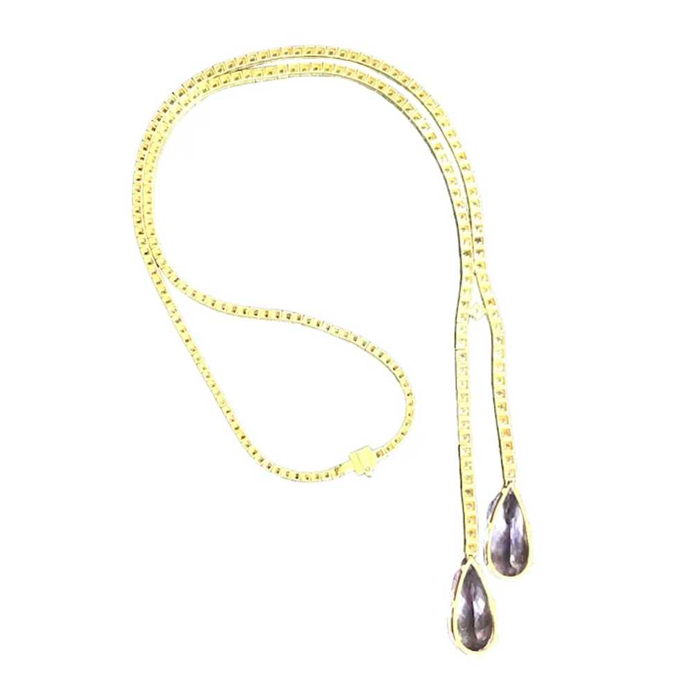 18K Yellow Gold Diamond and Kunzite Necklace - image 3