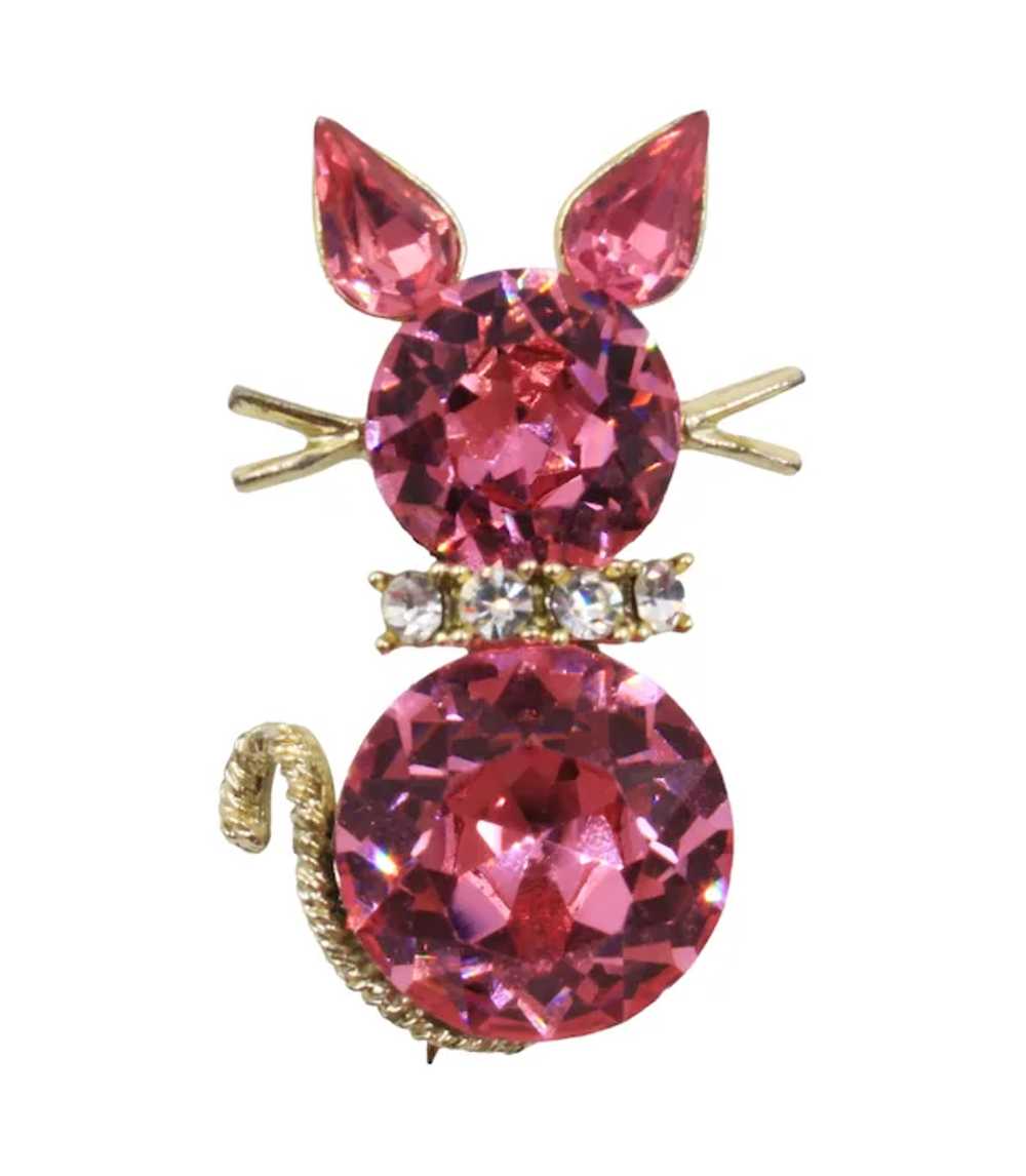 Brooch Pin Dodds Rhinestone Cat Pink - image 2