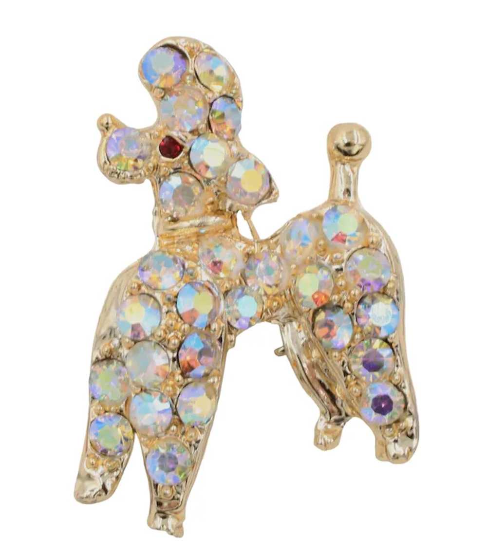 Brooch Pin AB Rhinestone Poodle Figural - image 2