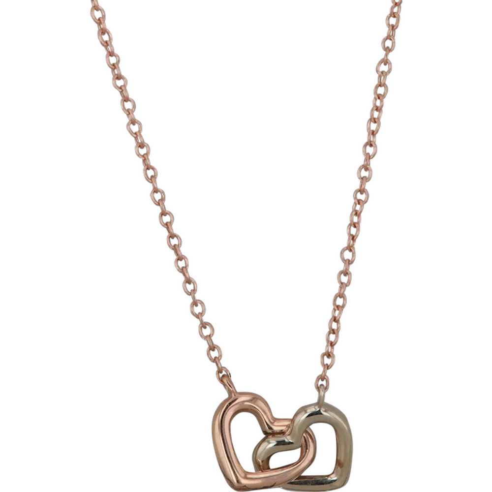 14k Rose and White Gold Interlocking Heart Neckla… - image 1