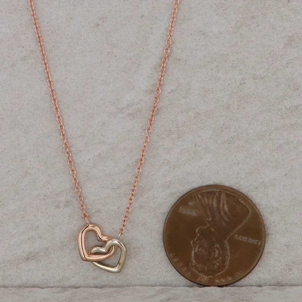 14k Rose and White Gold Interlocking Heart Neckla… - image 3