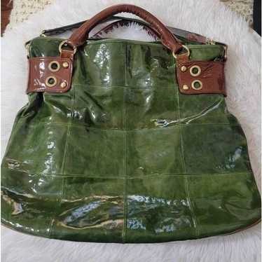 Roxbury Over sized Patent Leather Green Purse