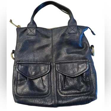 Fossil Buttery Soft Black Leather Handbag Zipper T