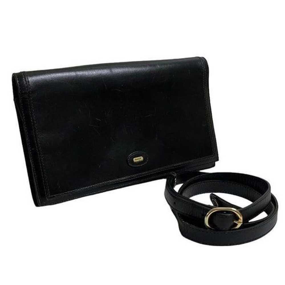 Bally Vintage Clutch Crossbody Removable Strap Bl… - image 2