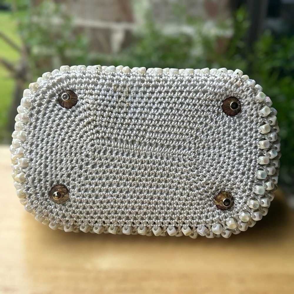 VTG Adele Handbags Crocheted Beaded Bag Pearlized… - image 7