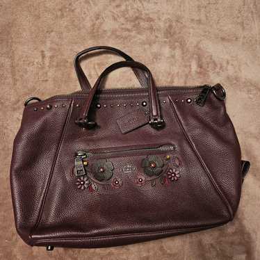 Coach oxblood Burgundy Tea Rose Stud Satchel - image 1