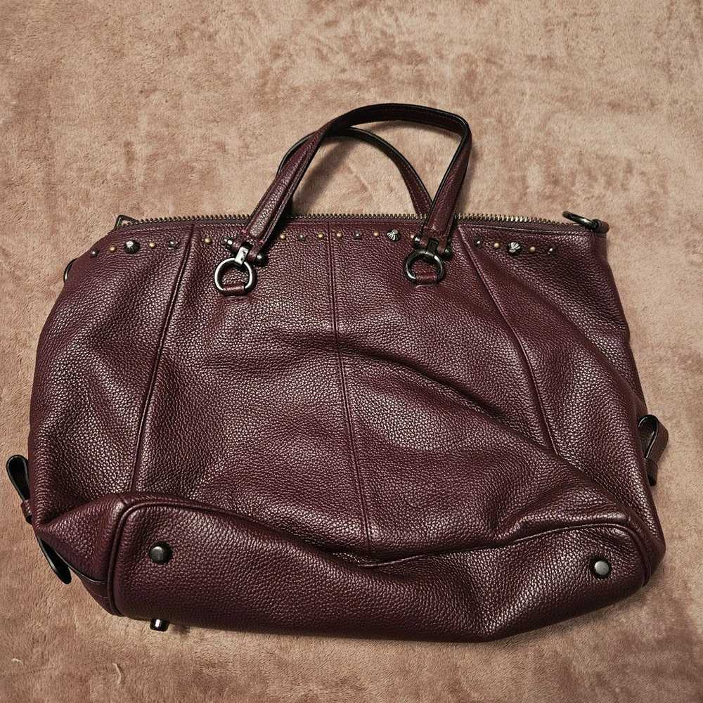 Coach oxblood Burgundy Tea Rose Stud Satchel - image 2