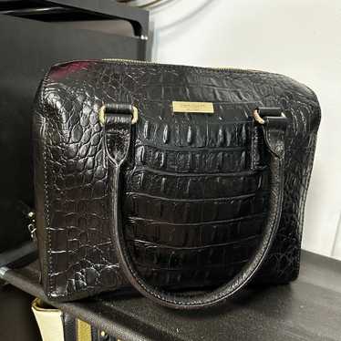 Kate Spade NY Croc Embossed Black Leather Satchel 