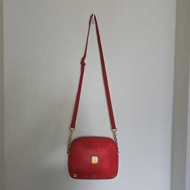Authentic MCM Red Crossbody Leather Bag