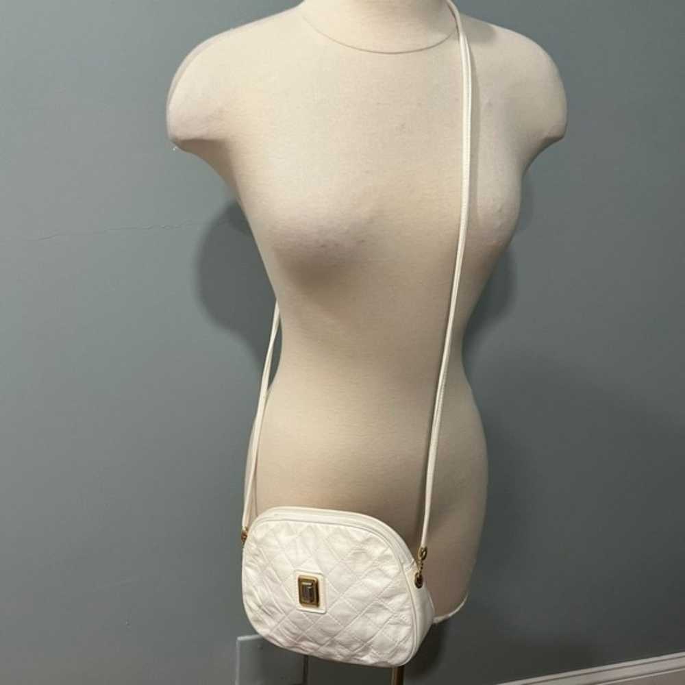 Vintage Judith Leiber Off White Quilted Leather C… - image 2