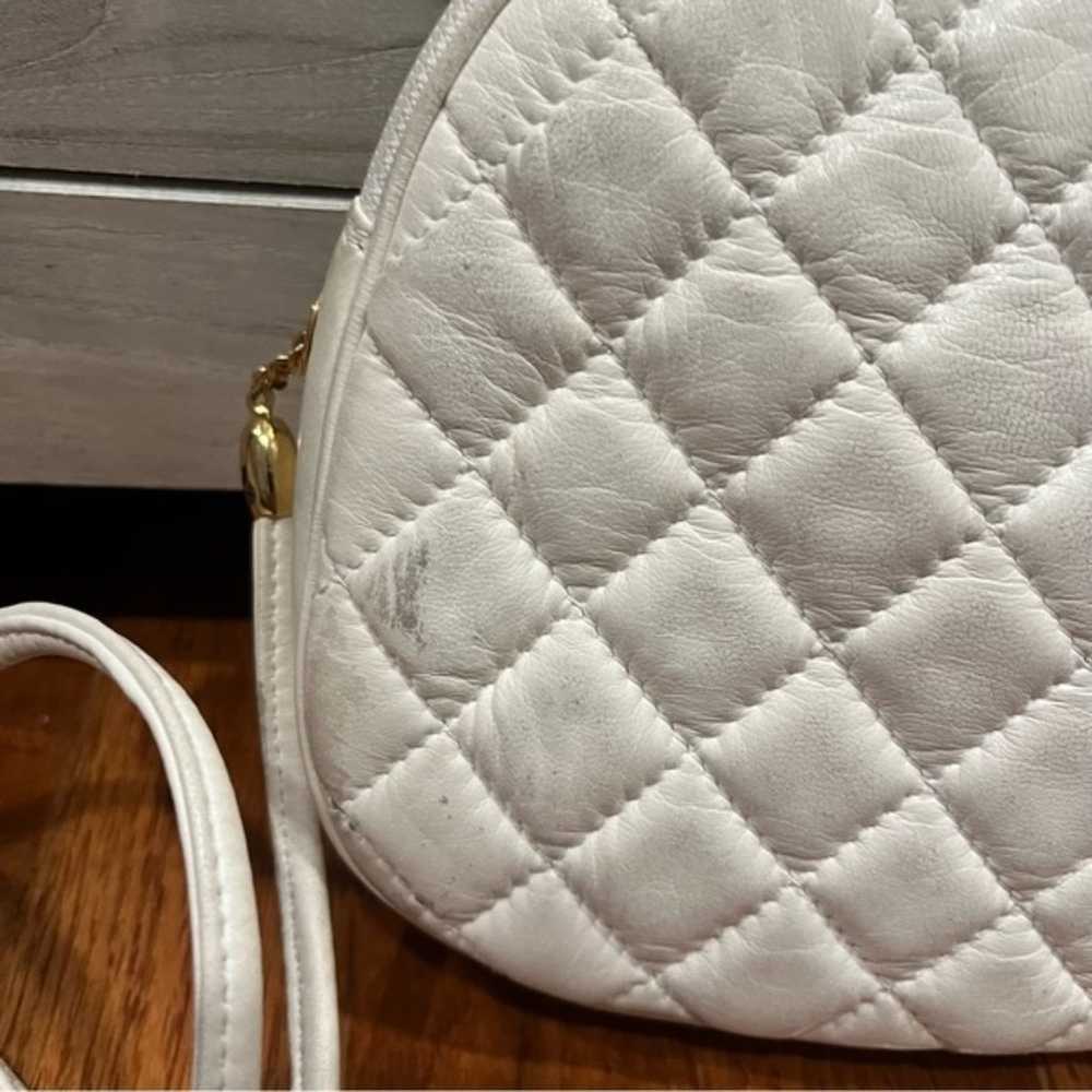 Vintage Judith Leiber Off White Quilted Leather C… - image 9