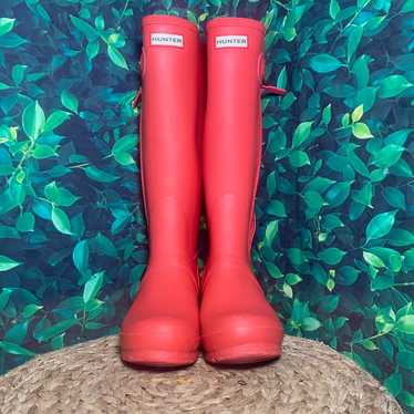 hunter coral pink rubber Rain Boots zipper