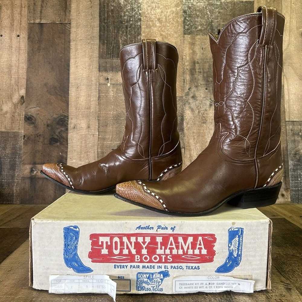 Tony Lama Vintage Lizard Wingtip Cowboy Boots Wom… - image 1