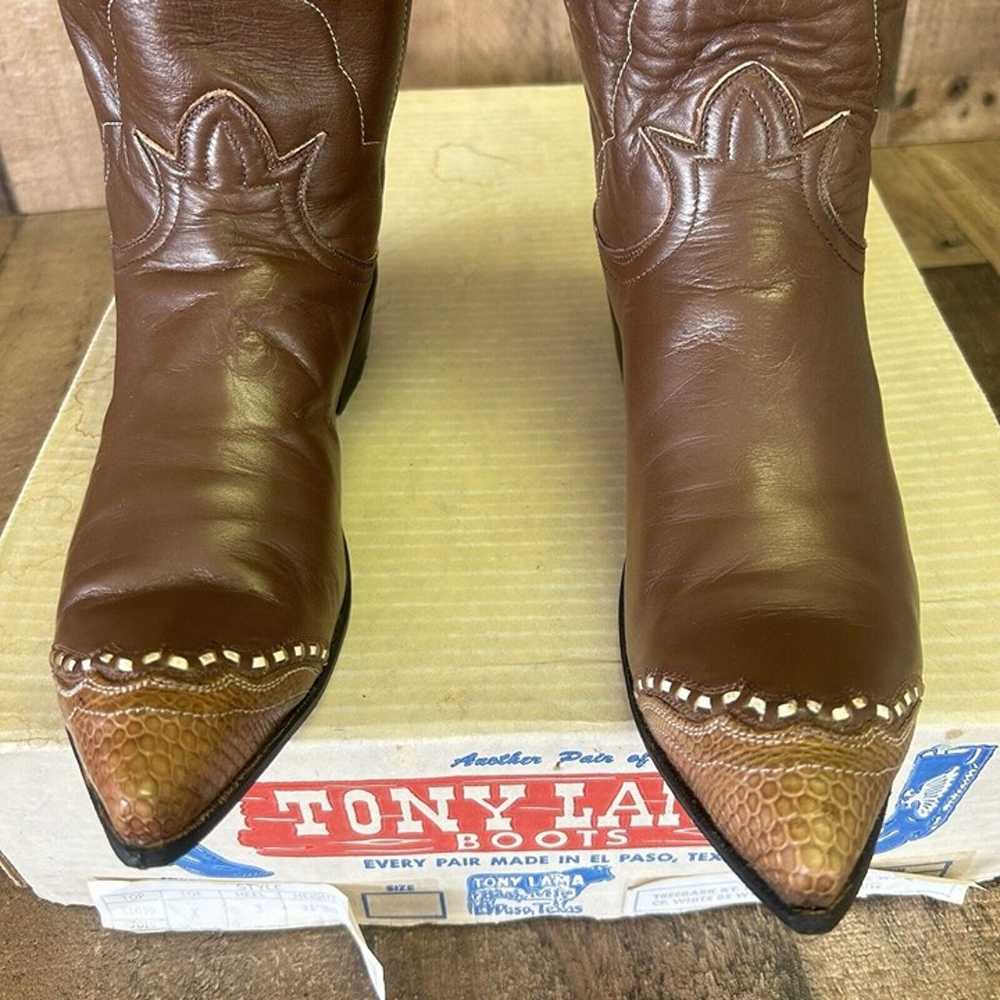 Tony Lama Vintage Lizard Wingtip Cowboy Boots Wom… - image 7