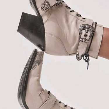 Free People Briar Buckle Lace Up Boot Leather Pew… - image 1