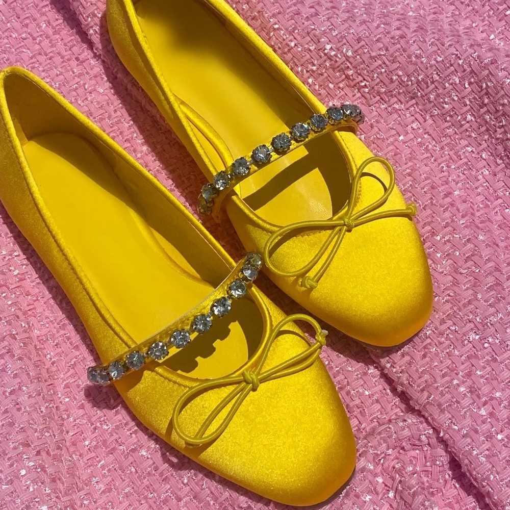 Yellow satin ballet flats - image 1