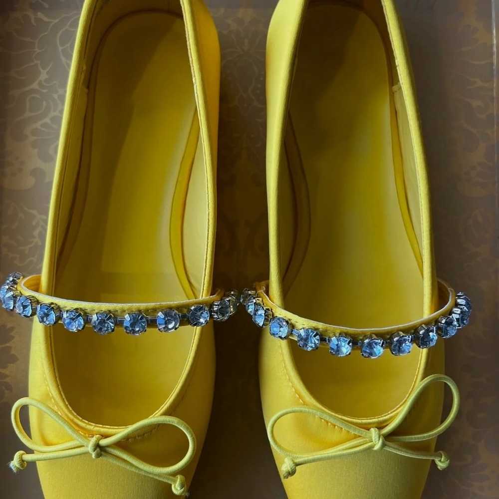 Yellow satin ballet flats - image 3