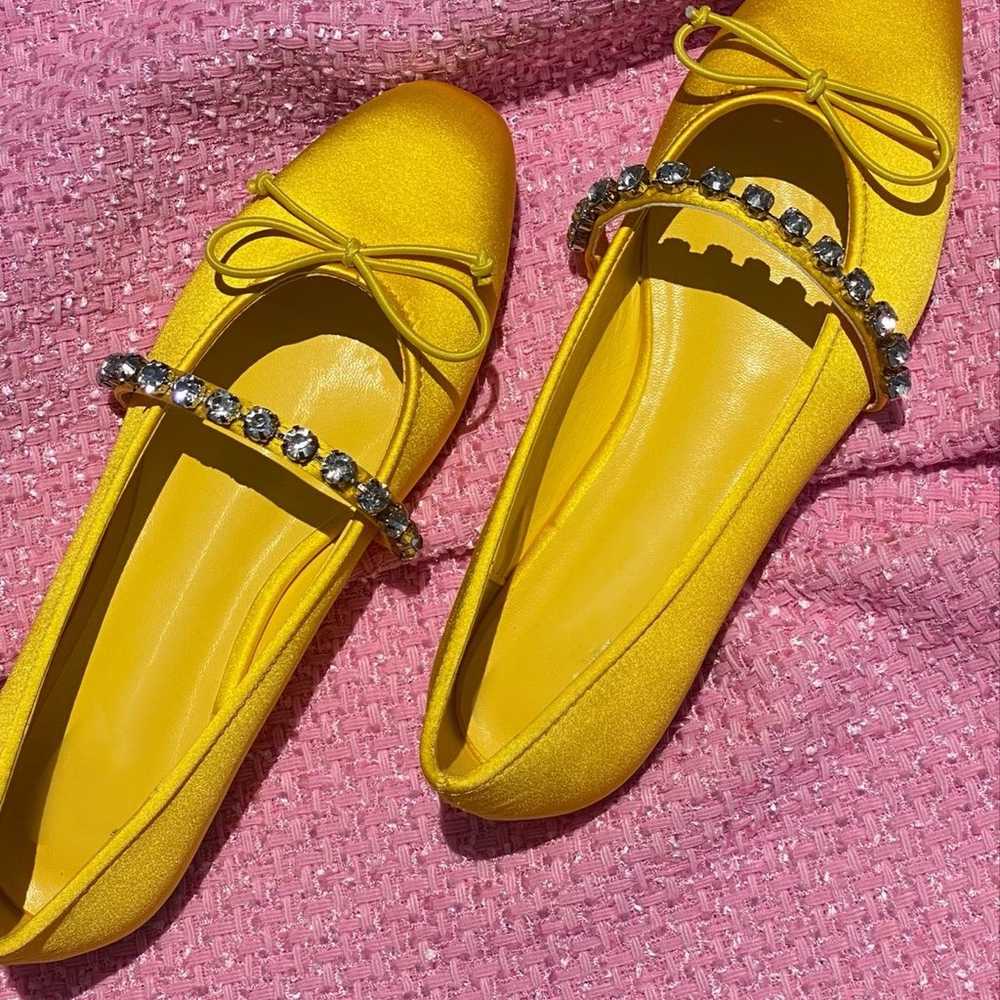 Yellow satin ballet flats - image 4