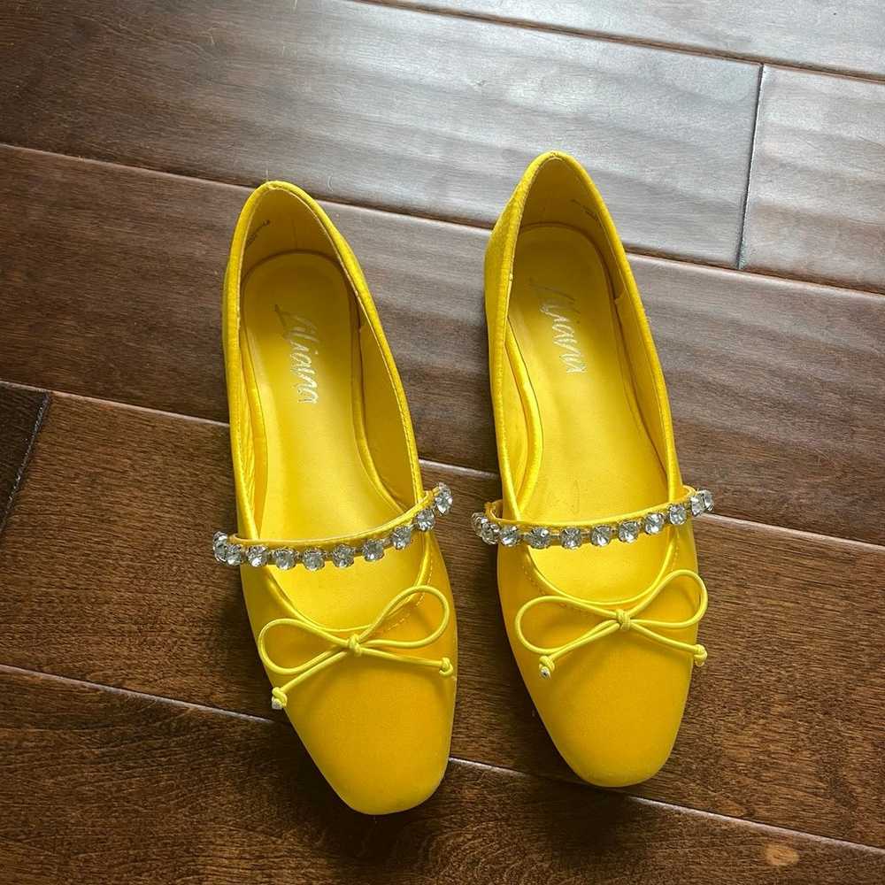 Yellow satin ballet flats - image 5