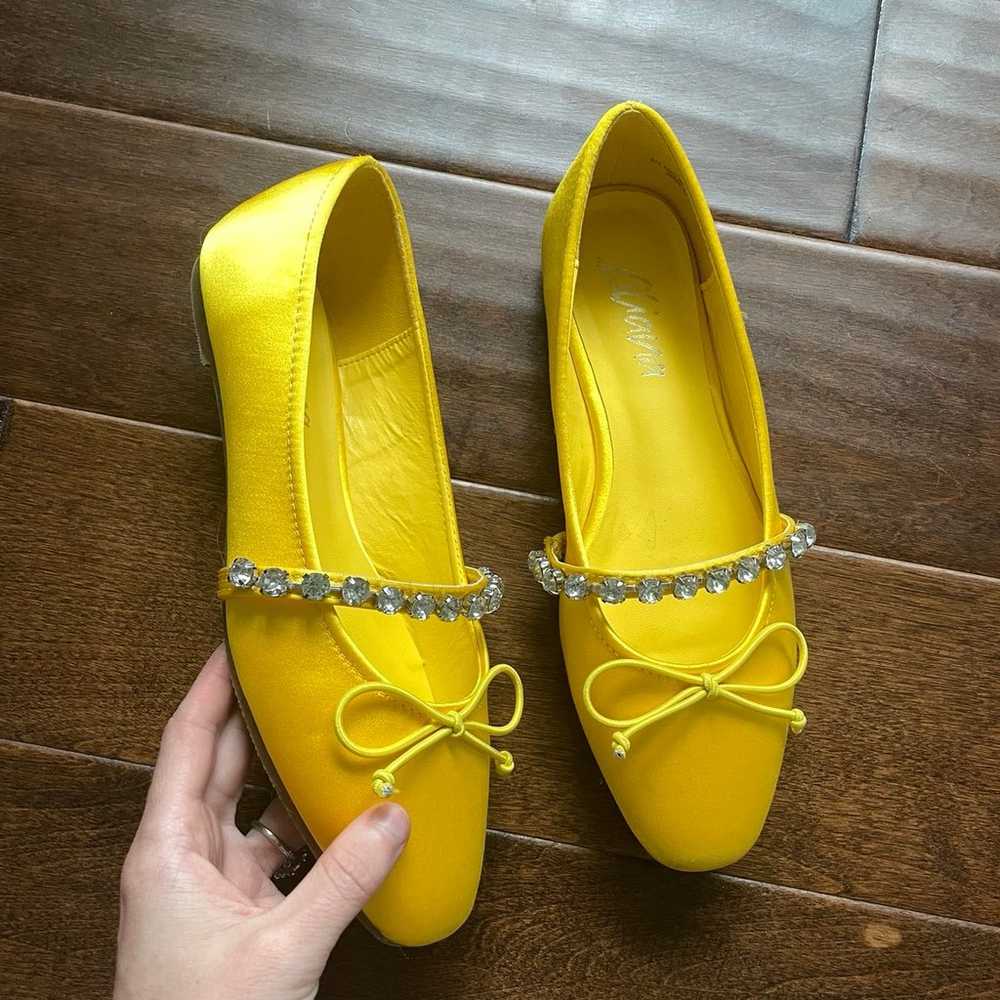 Yellow satin ballet flats - image 6