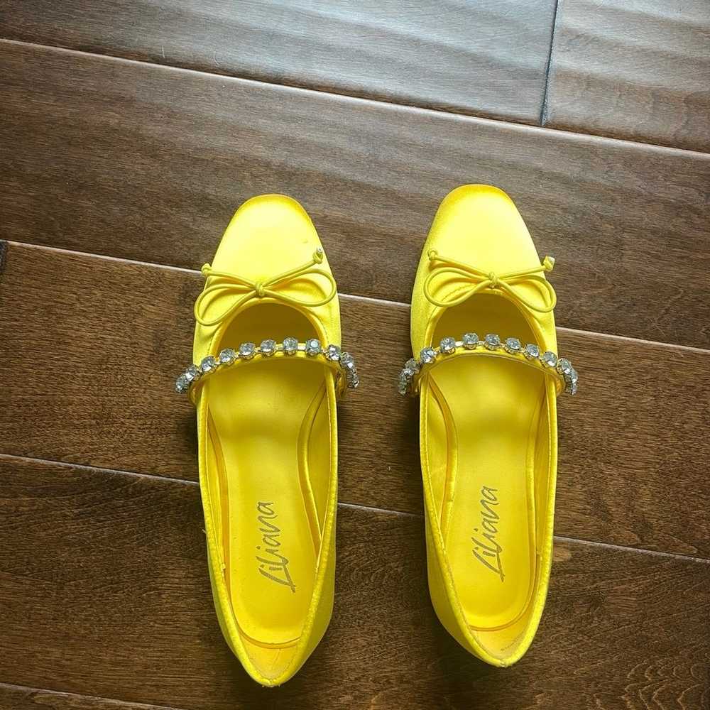 Yellow satin ballet flats - image 7