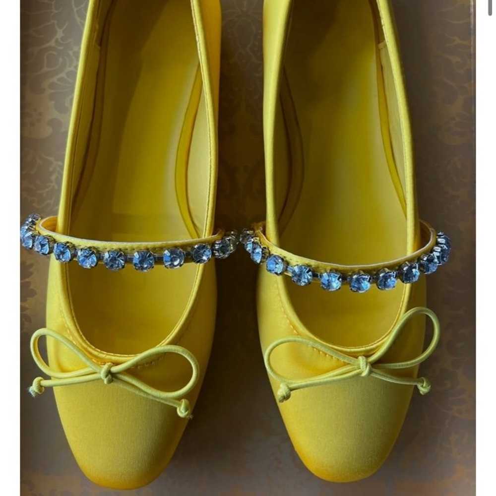 Yellow satin ballet flats - image 8