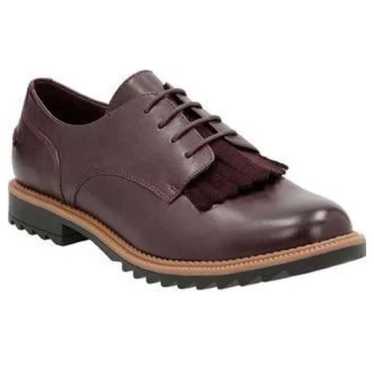 Clarks Somerset Mabel Aubergine Leather Lace Oxfor
