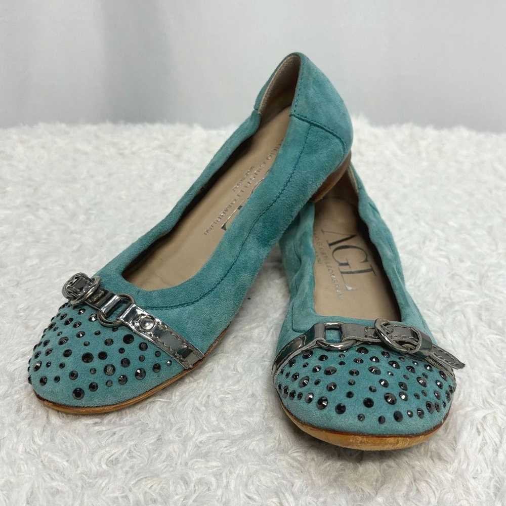 AGL Monika Ballet Flat Turquoise and Silver Studd… - image 1