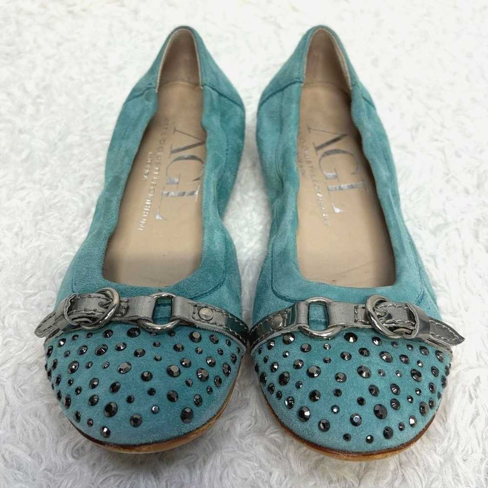 AGL Monika Ballet Flat Turquoise and Silver Studd… - image 2