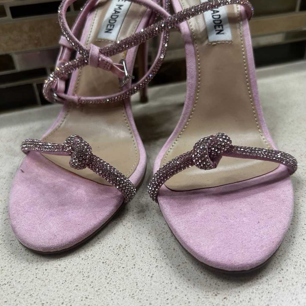 Pink rhinestone Steve Madden strappy heels - image 1