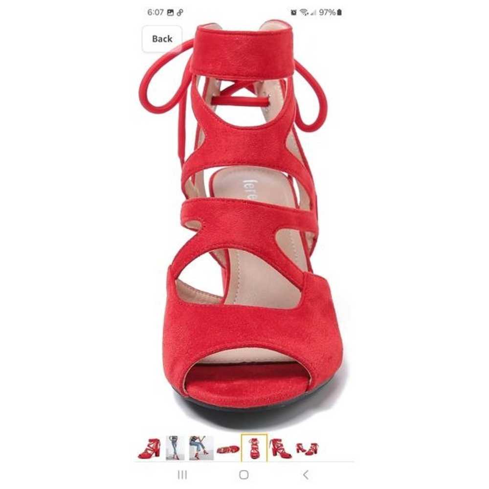 New 10.5 Fereshte Red Chunky Strappy Lace Up Sand… - image 4