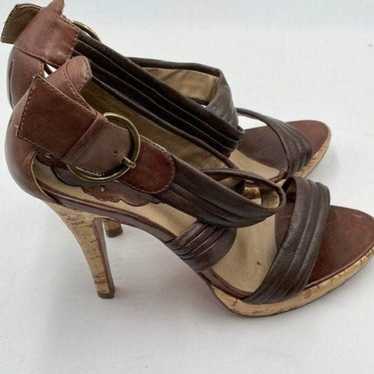 Schutz Brown Strappy Heeled Sandals