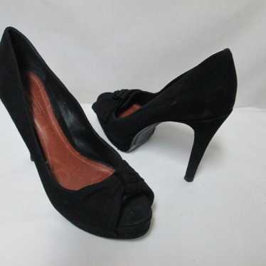 Schutz black Suede peep toe platform heels with b… - image 1