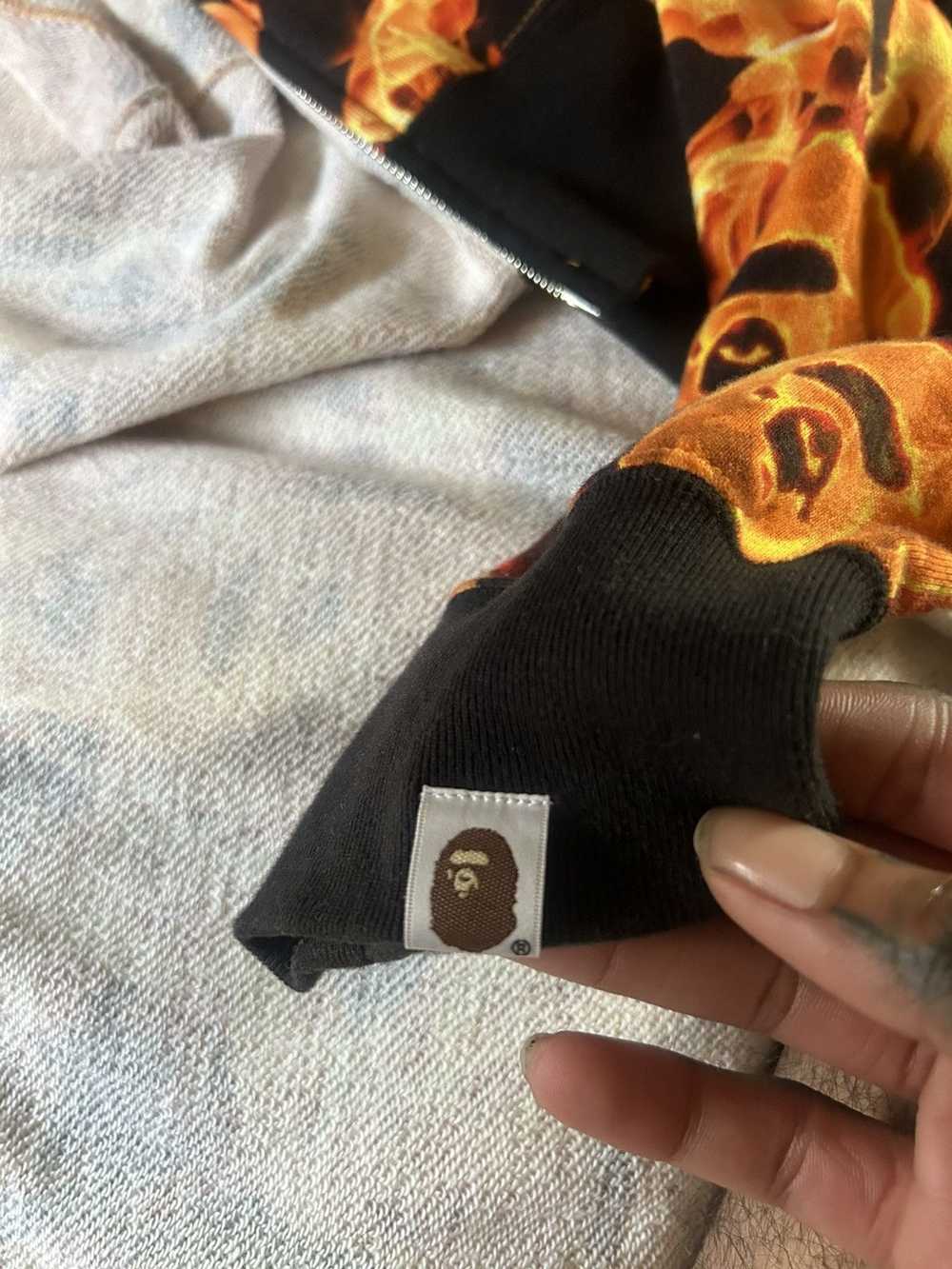 Bape Bape Flame Full Zip Up Hoodie (Rare) - image 5