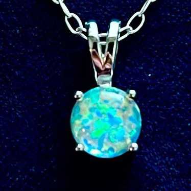 Sterling Silver AYL 2 Lovely Dainty Round Opal & S