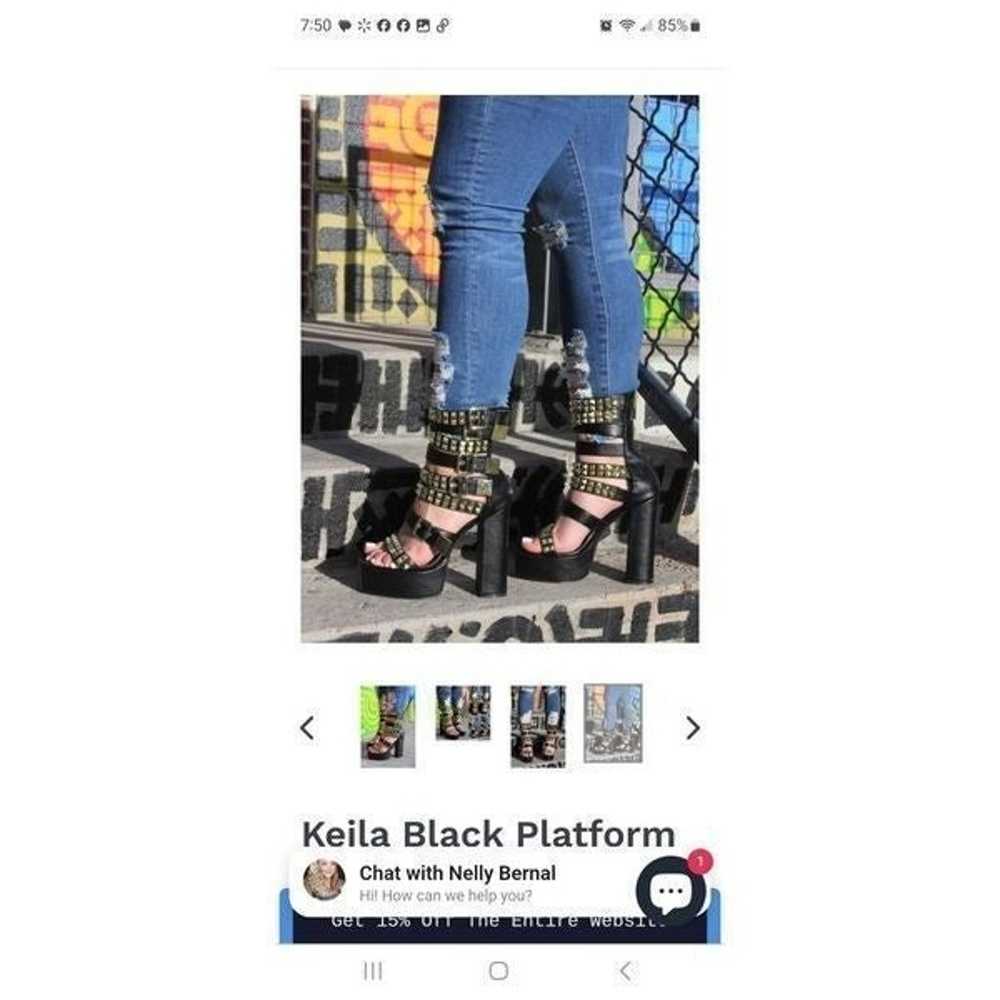 9-9.5 Nelly Bernal Black Keila Strappy Platform S… - image 2