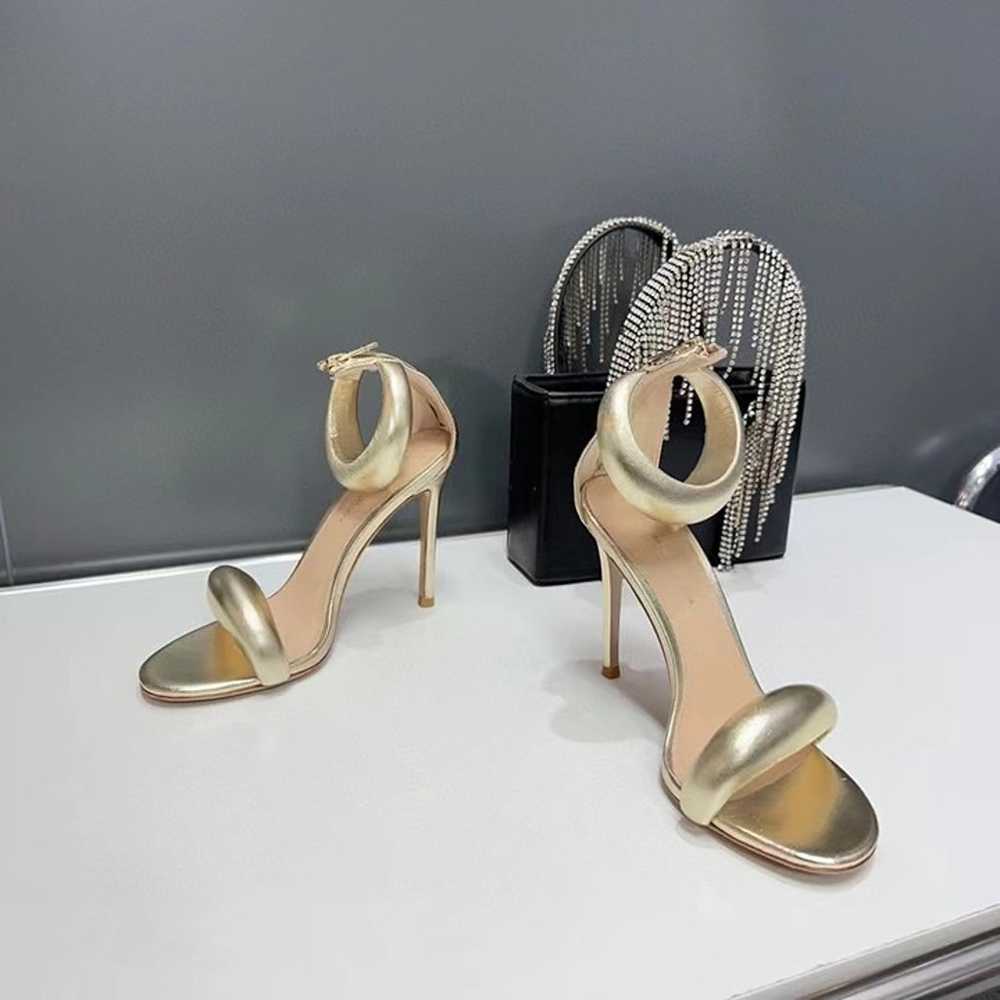 Gianvito Rossi Bijoux Leather Sandals Gold Size8 - image 4