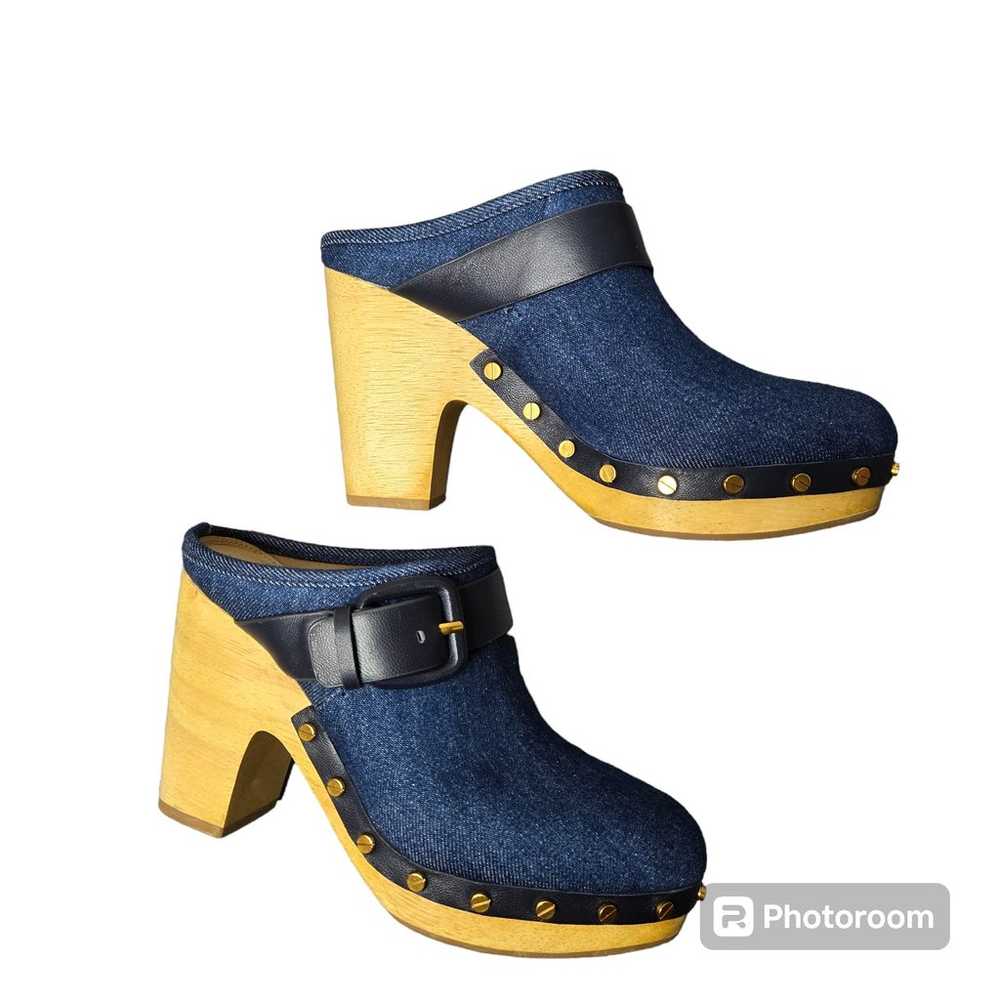 Veronica Beard Dacey Denim Blue Stud Clogs - image 1