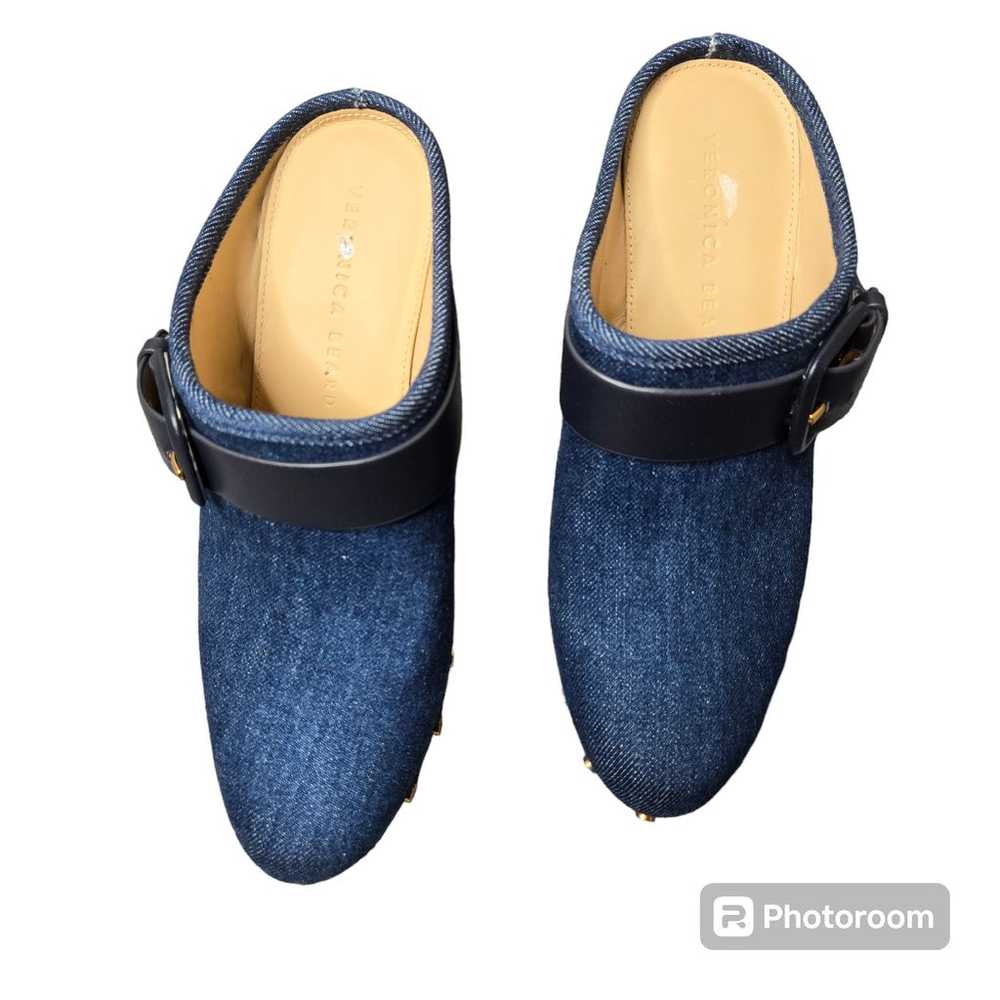 Veronica Beard Dacey Denim Blue Stud Clogs - image 3