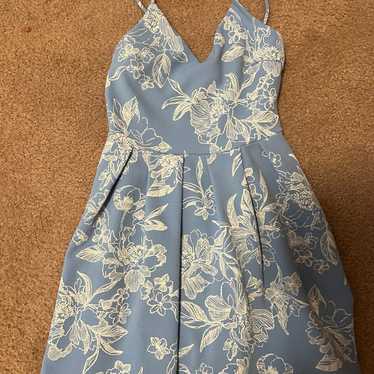 light blue dress with white flowers