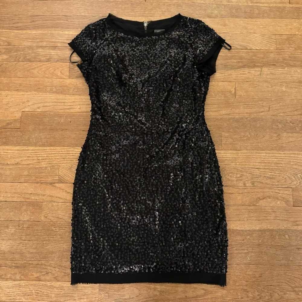Vince Camuto black sequin short sleeve cocktail p… - image 1