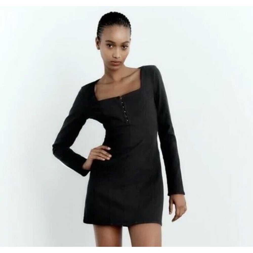 Zara Women’s Long Sleeve Denim TRF Dress in Black… - image 4