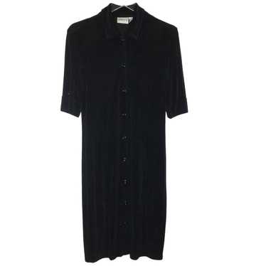 Chicos S Travelers Black Midi Shirt Dress Half Sl… - image 1